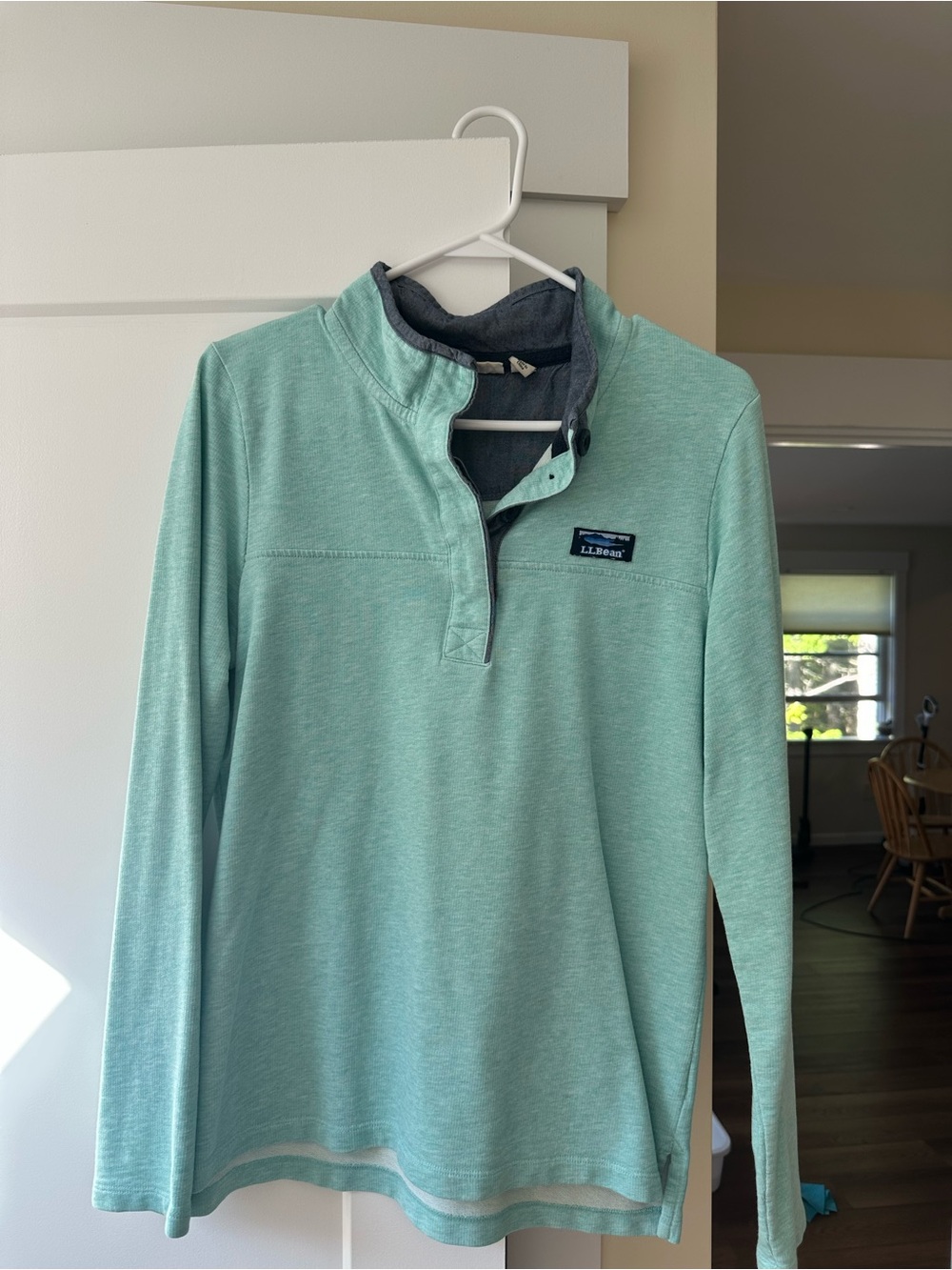 Women’s L.L. Bean Mint Green Quarter-Button Pullover Shirt
